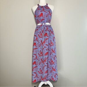 Likely Karrica Cut Out Dress Maxi Length *POCKETS* Periwinkle and Red Size 4